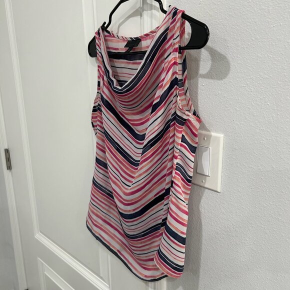 Worthington Striped Sleeveless Top Multicolor Striped Cowl Neck Size S Layering - Picture 3 of 9
